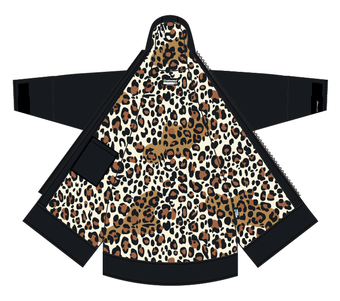 Adults Hard Shell Robe - Black/Leopard Print- Limited Edition