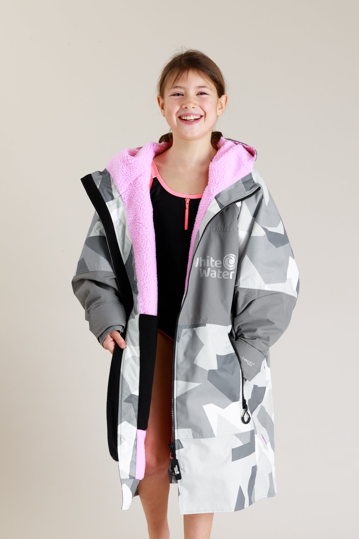 Kids Hard Shell Robe - Arctic Camo/Pink